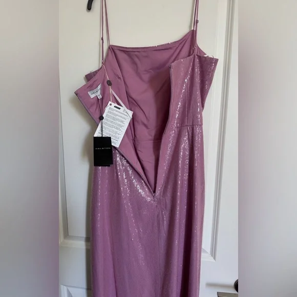 HALSTON Alania Ruched A-Line Sequined Gown Size 14 NWT